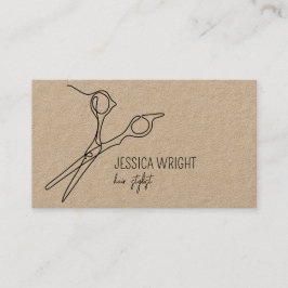 Haar Stylist Scissors Chic Simple Line Art Visitekaartje