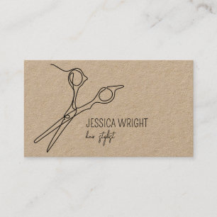 Haar Stylist Scissors Chic Simple Line Art Visitekaartje