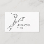 Haar Stylist Scissors Chic Simple Line Art Visitekaartje (Voorkant)