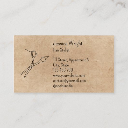 Haar Stylist Scissors Chic Simple Line Art Visitekaartje (Achterkant)