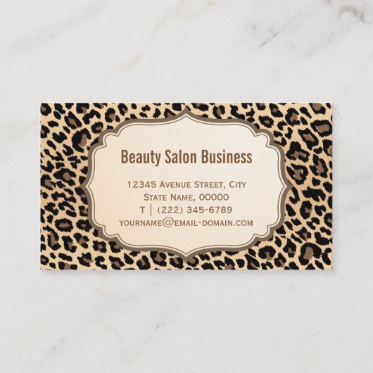 Haar Stylist Scissors Elegant Cream Leopard Print Visitekaartje (Achterkant)
