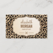 Haar Stylist Scissors Elegant Cream Leopard Print Visitekaartje (Voorkant)