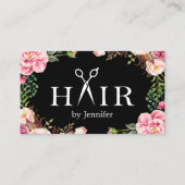 Haar Stylist Scissors Elegant Floral Wrapping Visitekaartje (Voorkant)