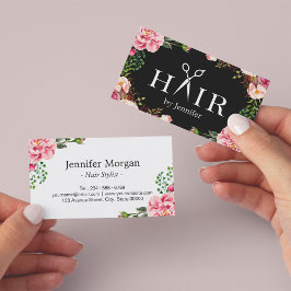 Haar Stylist Scissors Elegant Floral Wrapping Visitekaartje