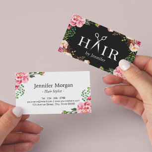 Haar Stylist Scissors Elegant Floral Wrapping Visitekaartje