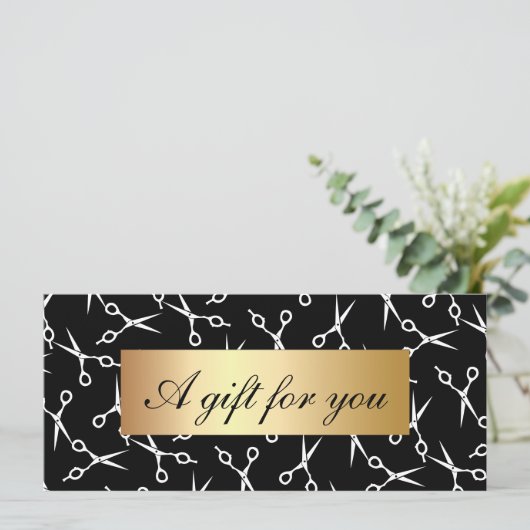 Haar Stylist Scissors Gold Label Cadeaubonnen (Staand voorkant)