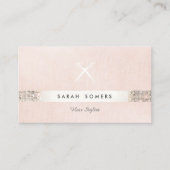 Haar Stylist Scissors Logo FAUX Sequin Pink Salon Visitekaartje (Voorkant)