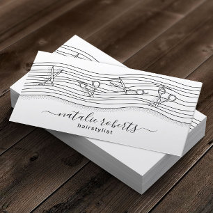 Haar Stylist Scissors & Long Hair Drawing Salon Visitekaartje
