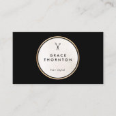 Haar Stylist Scissors Modern Black White Cirkel Visitekaartje (Voorkant)