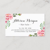 Haar Stylist Scissors Script Floral Gold Striped Visitekaartje (Achterkant)