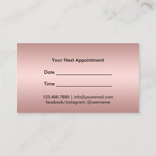 Haar Stylist Script Folie Roos Gold Appointment Afsprakenkaartje (Achterkant)