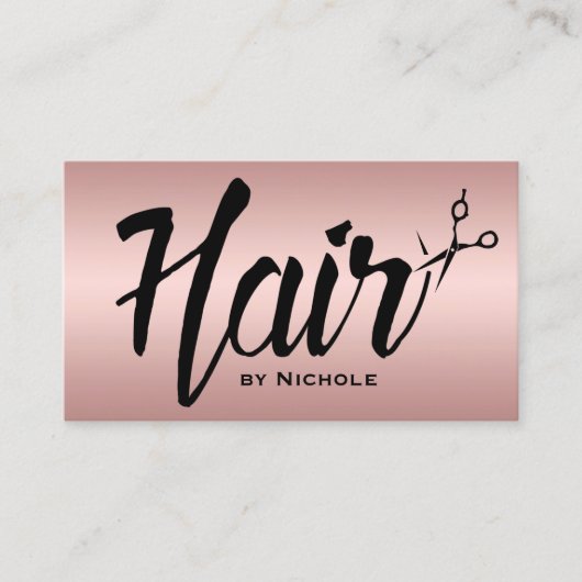 Haar Stylist Script Folie Roos Gold Appointment Afsprakenkaartje (Voorkant)