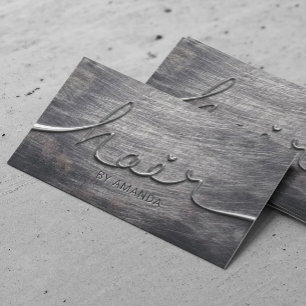 Haar Stylist Script Grunge Metalic Beauty Salon Visitekaartje