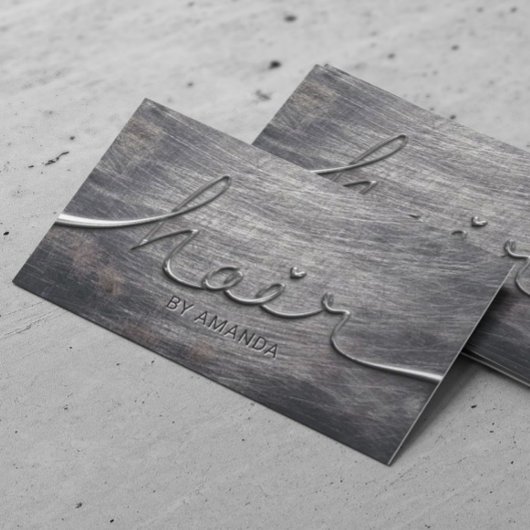 Haar Stylist Script Grunge Metalic Beauty Salon Visitekaartje