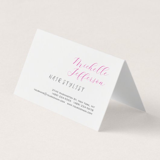 Haar Stylist Script Handschrift Trendy Gevouwen Visitekaartje (Voorkant)