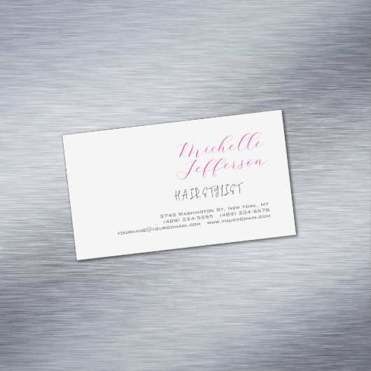 Haar Stylist Script Handschrift Trendy Magnetisch Visitekaartje (Voorbeeld)