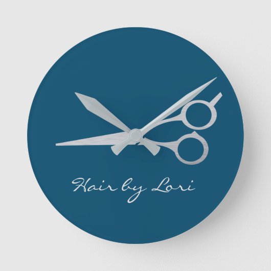 Haar Stylist Silver Scissors Persoonlijk Ronde Klok (Voorkant)