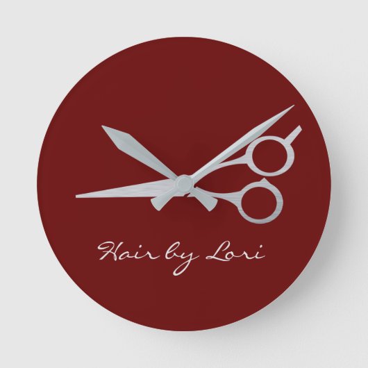 Haar Stylist Silver Scissors Persoonlijk Ronde Klok (Voorkant)