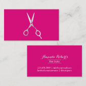 Haar Stylist Simple Scissor Modern Hot Pink Visitekaartje (Voorkant / Achterkant)