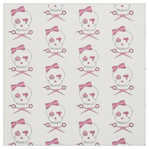 Haar Stylist Skull & Scissor Crossbones - Roze Stof