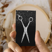 Haar Stylist Sparkelende Scissor Black Glitter Sal Visitekaartje