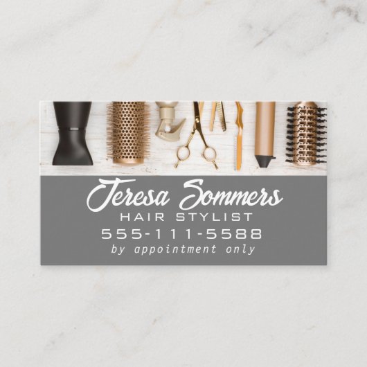 Haar Stylist Tools Moderne aangepaste QR Code Visitekaartje (Voorkant)