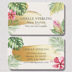 Haar Stylist Tropical Gold Brushed Waterverf Visitekaartje