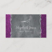 Haar Stylist Visitekaartje Paarse Grijs Modern Afsprakenkaartje (Voorkant)