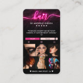 Haar Stylist Vlechten Twist Zwart Roze Barber Visitekaartje (Voorkant)