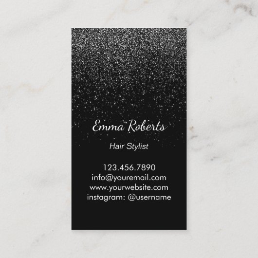 Haar Stylist Vlinders & Schaar Zilver Confetti Visitekaartje (Achterkant)