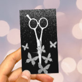 Haar Stylist Vlinders & Schaar Zilver Confetti Visitekaartje