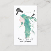 Haar Stylist Waterverf Beauty Girl Kapper Visitekaartje (Voorkant)