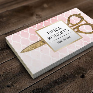 Haar Stylist Waterverf Roze Modern Patroon Visitekaartje