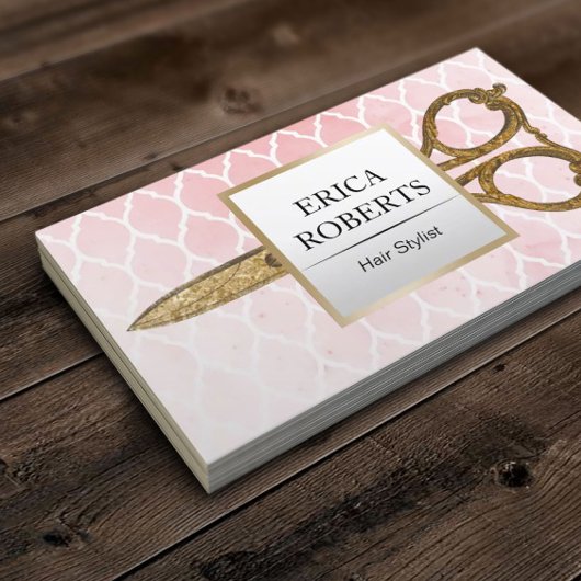 Haar Stylist Waterverf Roze Modern Patroon Visitekaartje