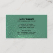 Haar Stylist Zeemeermin Blauwgroen Glitter Typogra Visitekaartje (Achterkant)
