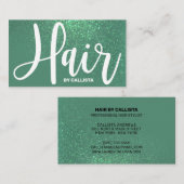 Haar Stylist Zeemeermin Blauwgroen Glitter Typogra Visitekaartje (Voorkant / Achterkant)