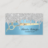 Haar Stylist Zilver Drips Blauwe Salon Loyaliteit Klantenkaartje (Achterkant)