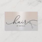 Haar Stylist Zilveren Schaar Typografie Salon Visitekaartje (Voorkant)