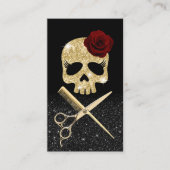 Haar Stylist Zwart & Gouden Schedel Schoonheidssal Visitekaartje (Voorkant)