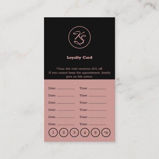 Haar Stylist Zwart & Toscane Afspraak & Klantenkaartje (Achterkant)