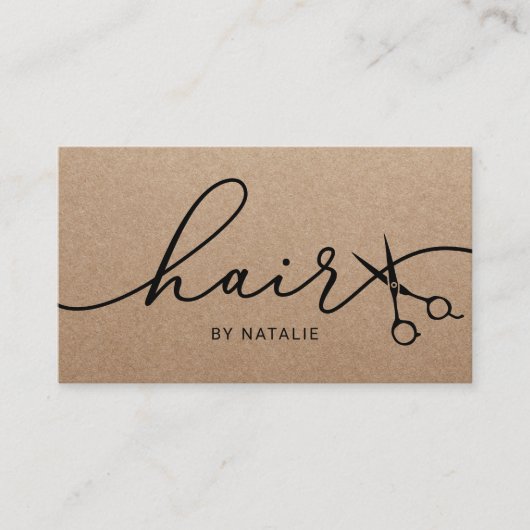 Haar Stylist Zwarte Schaar Minimalistische Schoonh Visitekaartje (Voorkant)