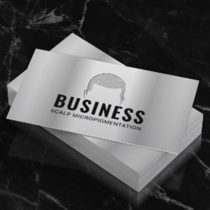 Haar Tattoo Scalp Micropigmentatie Modern Metaal Visitekaartje
