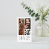 Haar Typografie 3 Foto Collage Qr Code Logo Visitekaartje (Staand voorkant)
