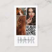Haar Typografie 3 Foto Collage Qr Code Logo Visitekaartje (Voorkant)