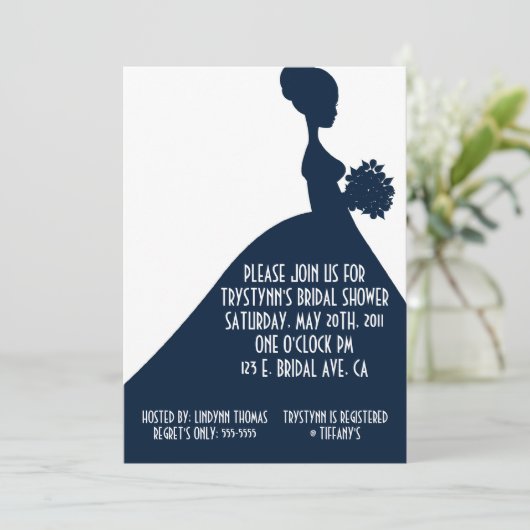 HAAR uitnodiging - NAVY (Staand voorkant)