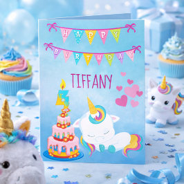Haar Unicorn Magical 4th Birthday Kaart