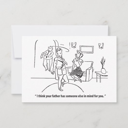 Haar vader heeft iemand anders in gedachten, grapp save the date (Voorkant)