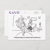 Haar vader heeft iemand anders in gedachten, grapp save the date (Voorkant / Achterkant)