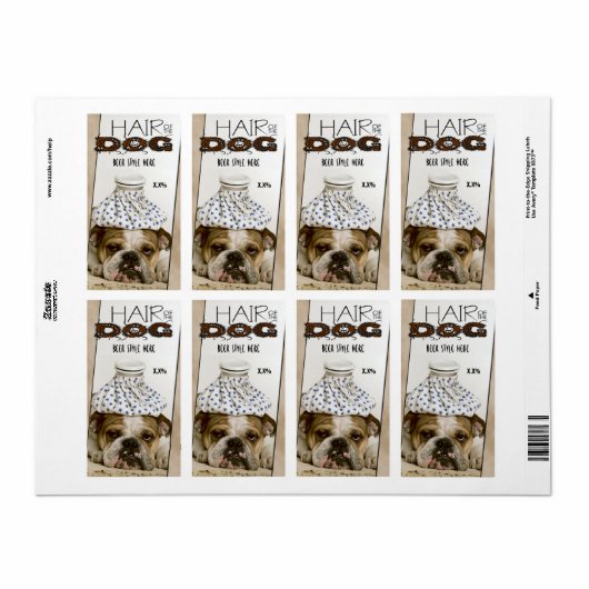 Haar van het hondenbier etiket (Full Sheet)