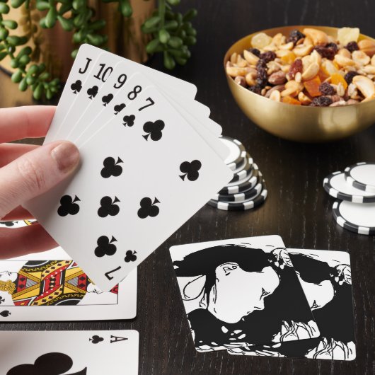 Haar vasthouden pokerkaarten (Insitu)